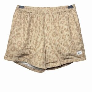 Duvin Leopard Mesh Lounge Shorts Tan Lined Beach Resort Casual Men M